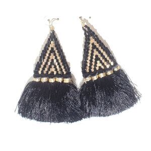 Gold Bead Fringe Earrings